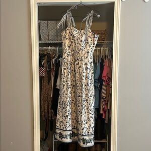 Joie Black and White Floral Midi Dress